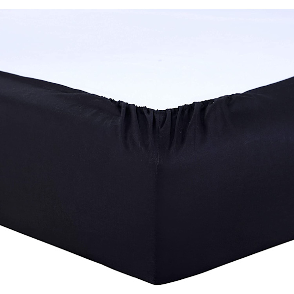 Sengelinned 140 x 200 cm - Farve: Sort 4 elastiske hjørner