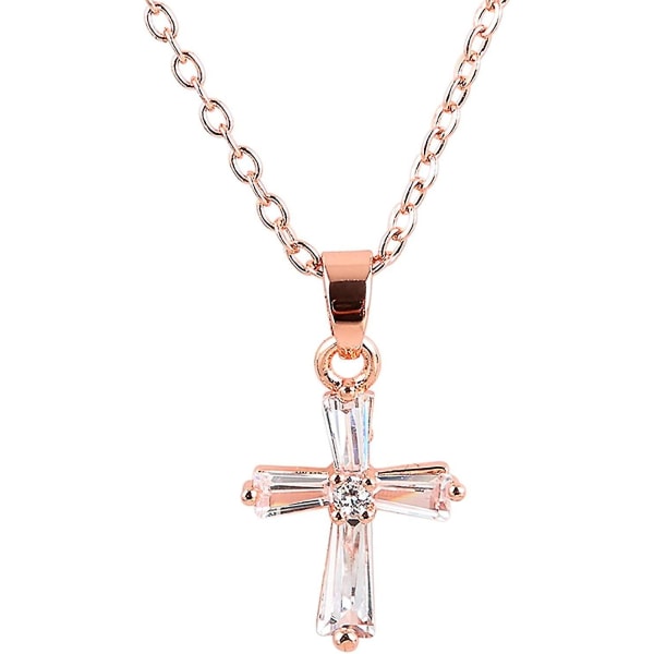 Fashion Rose Gold Cross vedhæng halskæde til kvinder pige Dain