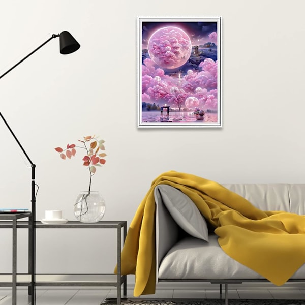 30 × 40cm DIY-timanttimaalaus, täysi pora, 5D-timanttimaalaus numeroiden mukaan -sarja, vaaleanpunainen pilvien meri, timanttikirjontakuvat, ristipistotaide, käsityöt kodin seinäkoristeluun