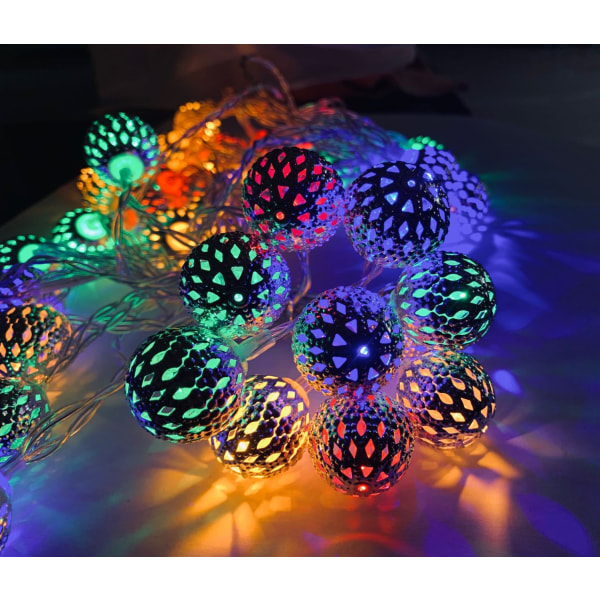 LED solenergi marokkanske bold farvede lys juledeco