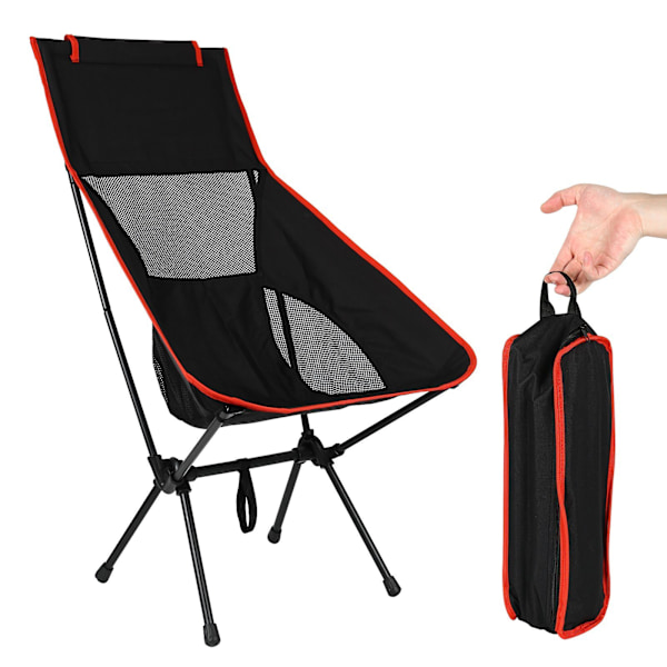 1 kpl (punainen+musta) kannettava retkituoli, ultralight mesh-tuoli