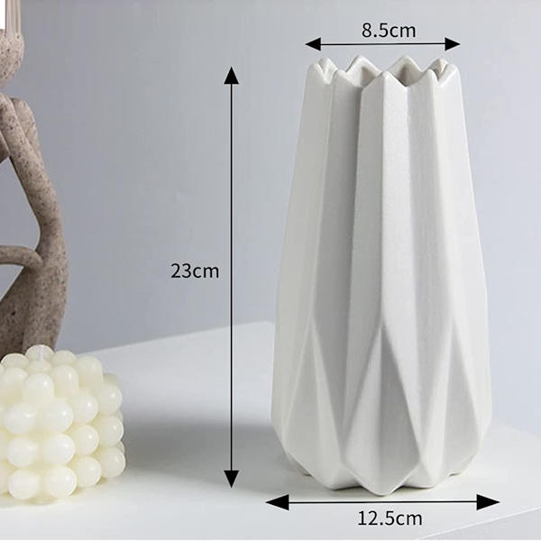 Keramisk vase Pampas gress vase Håndlaget geometrisk hvit gull