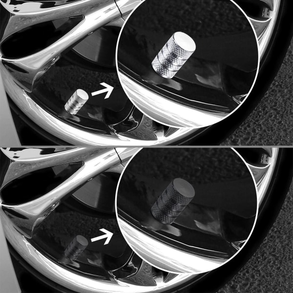 8 stykker aluminiumsdækventilkapper til bilhjulstøvhætter (sort og