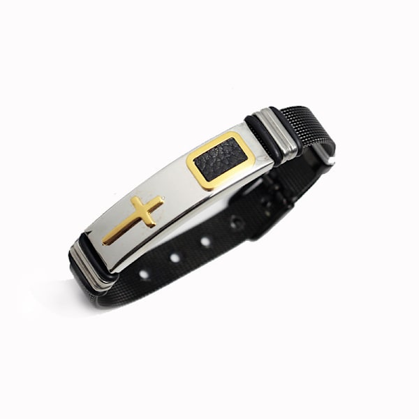 2 stk. Sorte Mode Mænds Titanium Stål Kors Justerbare Armbånd