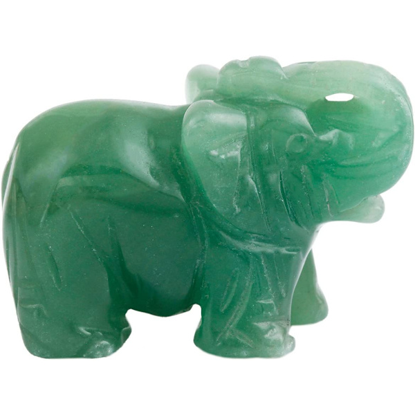 Grøn Aventurin Elefant Lommestatue Køkkenbeskytter Helbredende