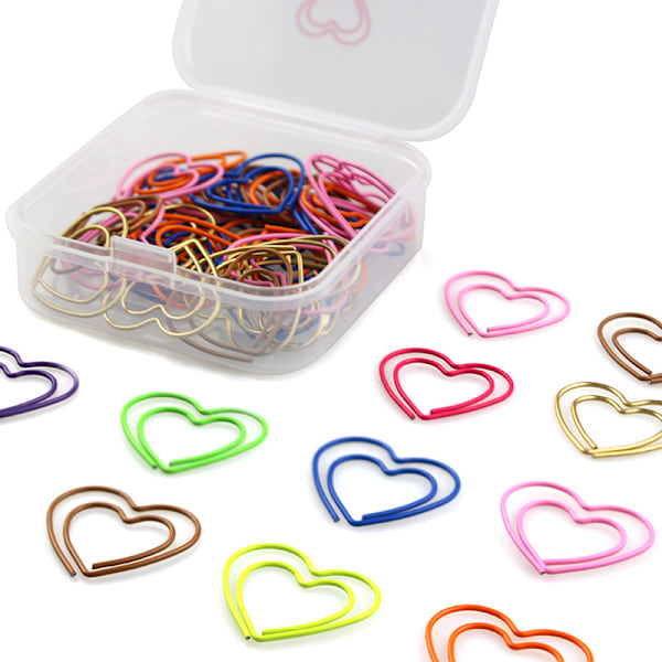 150 stk papirklips, metall papirklips, hjerteformede papirklips