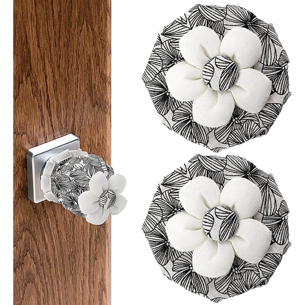 2 Pcs Door Knob Covers Black Floral Door Knob Protector Soft Rou