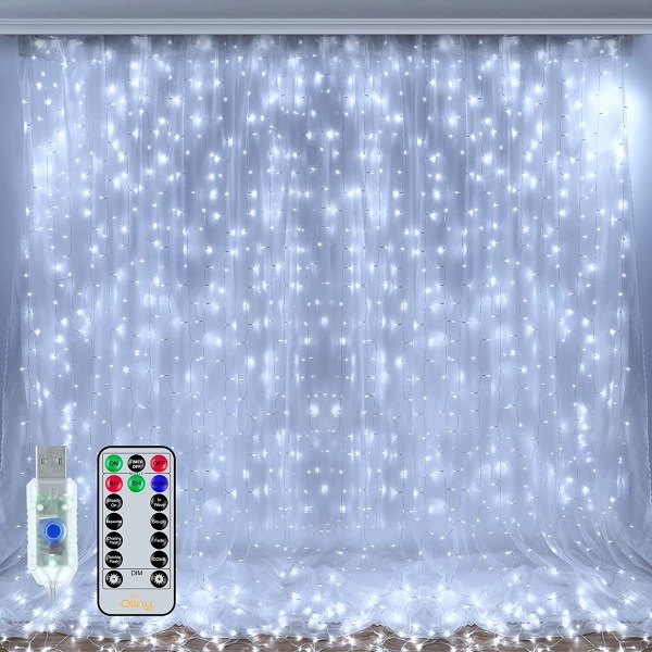 Julgardinbelysning inomhus - Cool White 300 LED 3m x 3m Chri