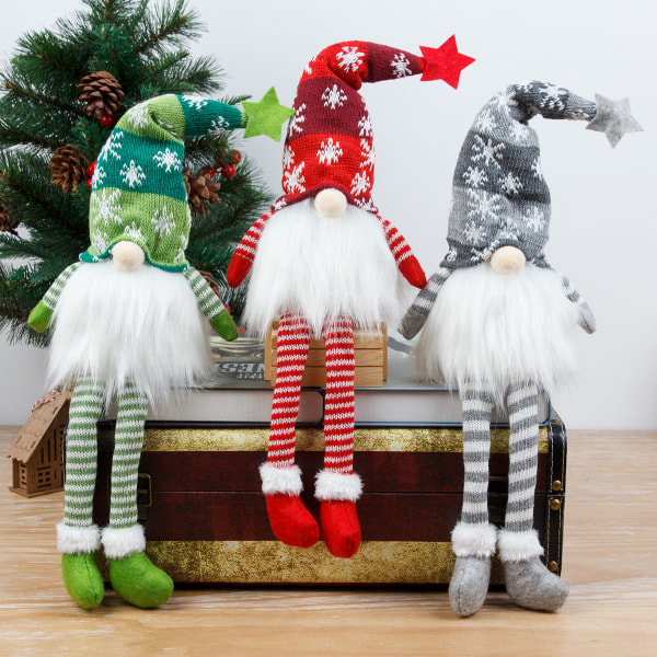1 grå julelysende langbenet ansigtsløs dukke Rudolph dec