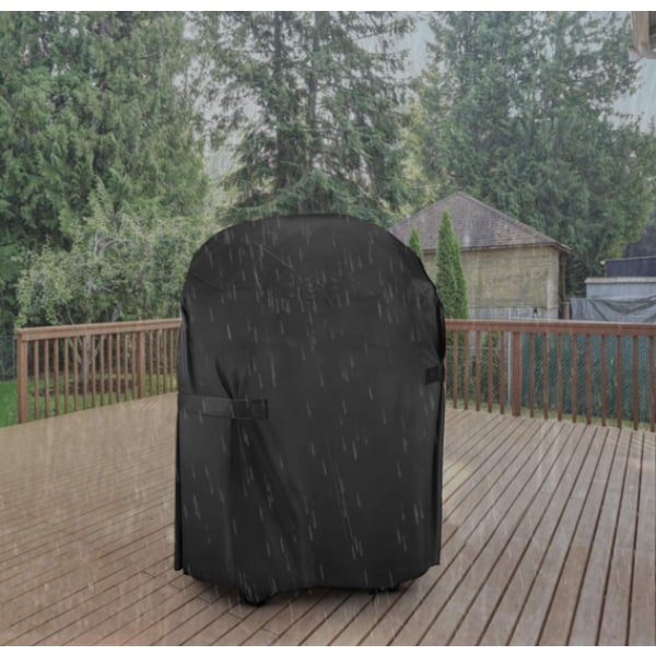 Hiiligrilli suojus ilmanvaihtoaukoilla, vedenpitävä, tuulenpitävä, UV-suojattu, repeytymätön, kestävä 420D Oxford-kangas BBQ-grillin suojus, pyöreä (71x68cm) - Musta