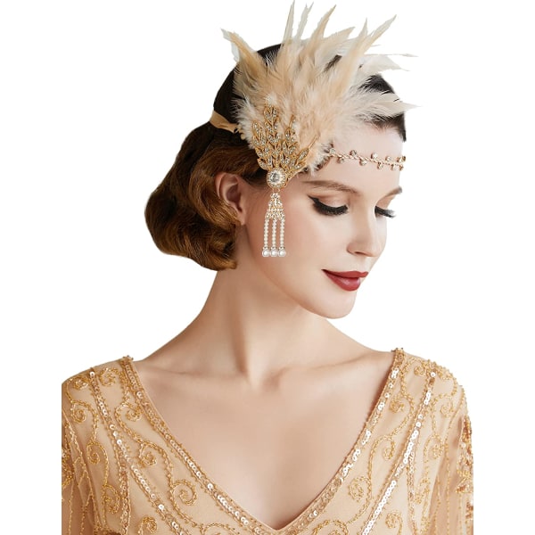 1920-talet Gatsby Feather Pannband Feather Crown Gatsby Flapper Access