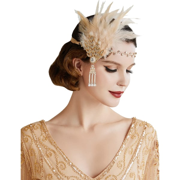 1920-tals Gatsby fjäderhårband fjäderkrona Gatsby Flapper accessoar