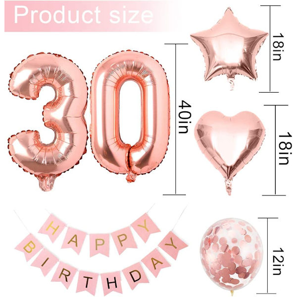 30-årsdag, 30-årsdagspynt, 30-årsdagsballongpynt,