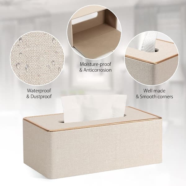Mode Læder Tissue Box - Perlehvid - 25*13.5*10.5cm - 1 stk