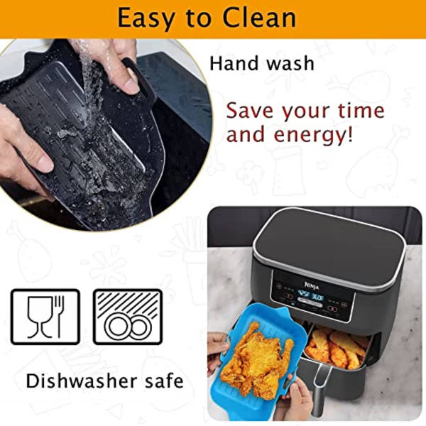 Silikonfoder för airfryer (2 x svart) för rektangulära airfryers,