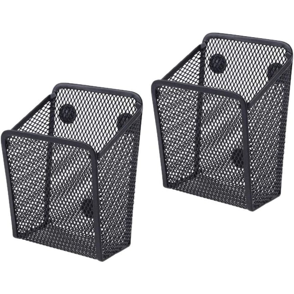 2 stk. magnetisk net penneholder, magnetisk opbevaringskurv, sort