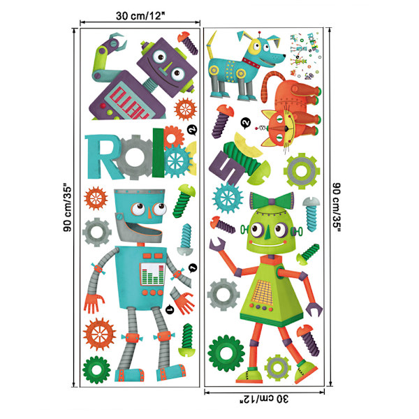 Robot Robot Katt Robot Hund Skrue Veggklistremer Stue Seng