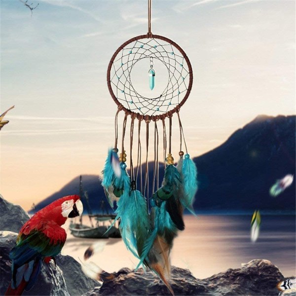 Forest Turquoise Dream Catchers - Håndlavet udsøgt fjerperle