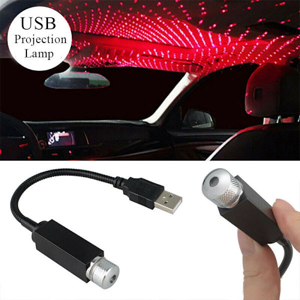 USB Bil Indvendig Tag Atmosfære Lys LED Romatisk Projektor Sta