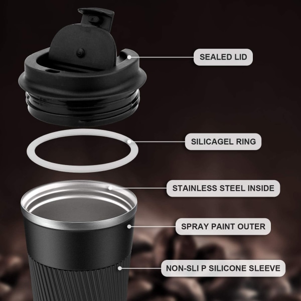 Hot Drinks Travel Mug - 380ml - Rostfritt stål Läcksäker isolering
