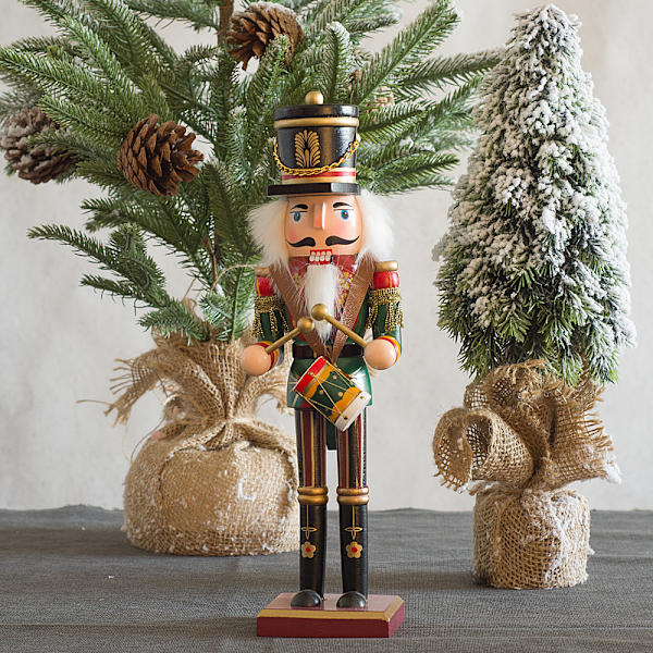 Træ Nøddeknækker, 30 cm Høj Jule Dekorative Nøddeknækker, Nøddeknækker Soldat Figur, Træ Nøddeknækker Dekor Statuer, Jule Nøddeknækker Dekor（1）