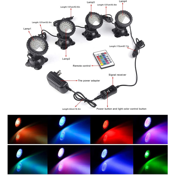 Väriä vaihtava kohdevalo, 12W LED vedenalainen suihkulähdelamppu,