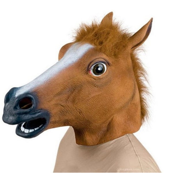 Hestemaske Realistic Animal Full Head Latex Mask, Halloween Carn