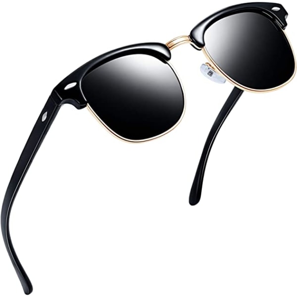 Halv kantløse polariserede solbriller til mænd (sort stel, sort
