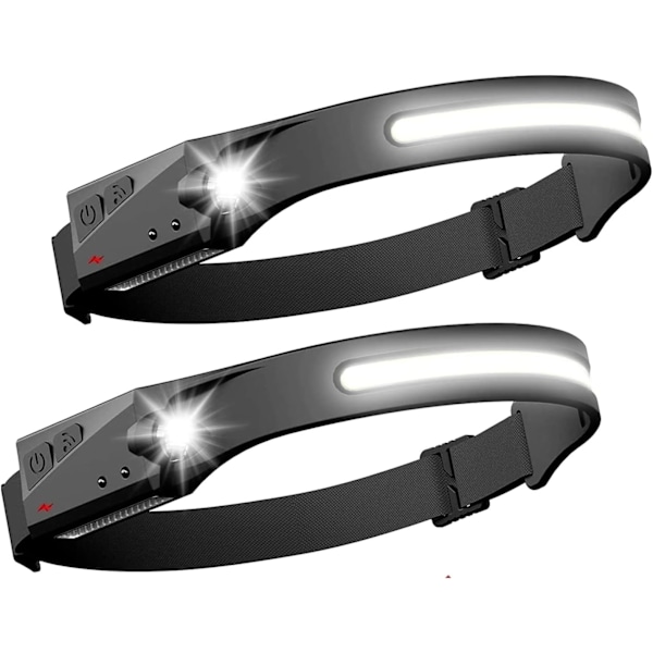 2-pakning LED-hodelykt Sensor Hodelykt Kraftig Hodelykt COB XPE