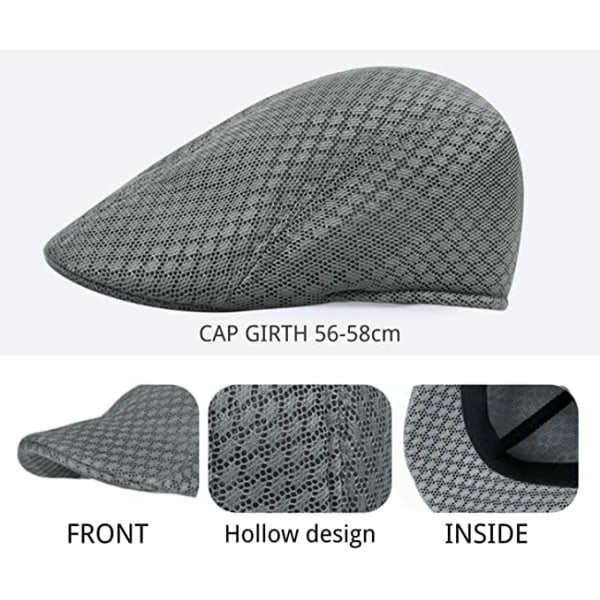 Grå Vintage mesh beret ivy cap mænd flad hat åndbar cap golf