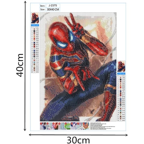 (Spider Boy, 30*40 cm) 5D DIY Diamond Painting Kit, tegneseriebroderi