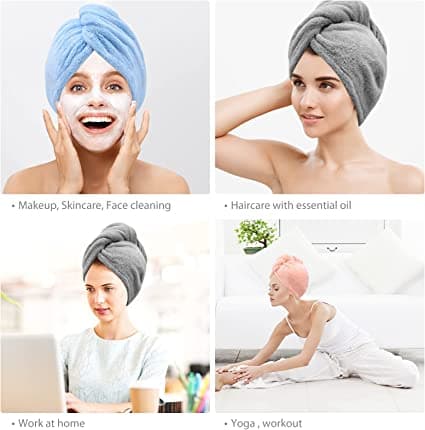 (grå, pink, blå) 3-pak superabsorberende mikrofiber tørrehåndklæde