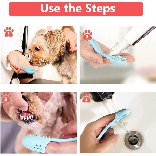 6 stk Tilfeldig farge Hundetannbørste Kattannbørste Silikon Pet Fingertrekk