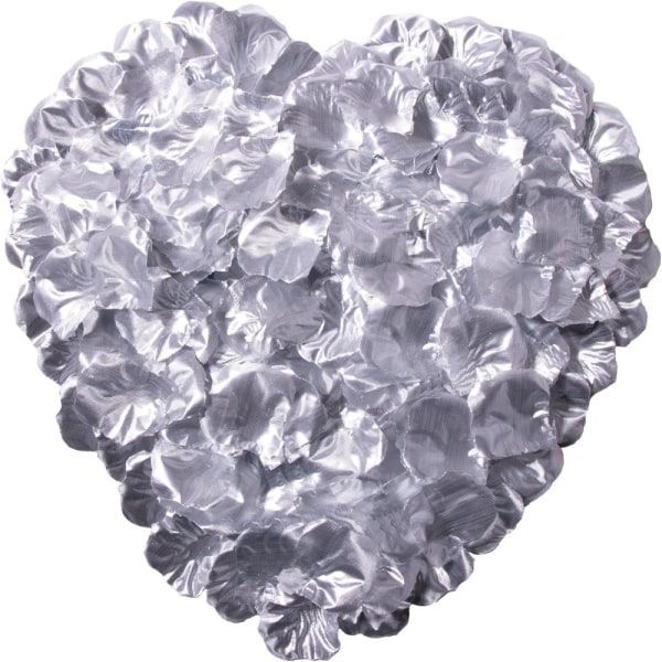 2000 kunstige rosenblade - Sølv, til Valentinsdag ægteskab