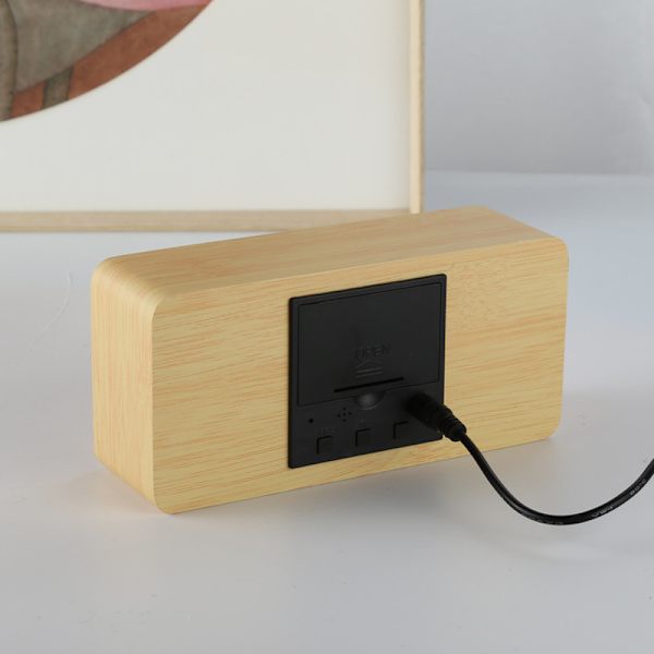 1 st LED-träelektronisk väckarklocka, digital klocka med 3 alarm