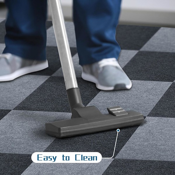 Teppefliser 30 x 30 cm Selvklebende Teppefliser Sklisikre Gjenbrukbare Teppeflater (10 stk) Dark Gray
