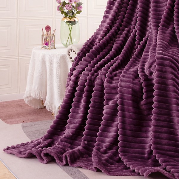 (Rød-lilla) Flannel Fleece Tæppe, 150x200cm Fluffy Fleece Tæppe, Sofa Kast Varm og Blød Plys Fleece Tæppe