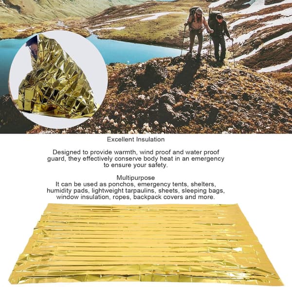 10 stk. overlevelsesdækken, termiske tæpper, overlevelsesredningstæpper 160*210cm (guld/sølv)