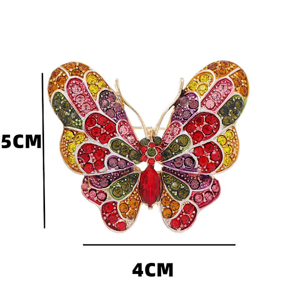 Rhinestone lapptäcke blomma fjäril brosch