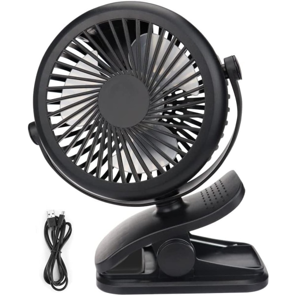 Black - Mini USB fan, silent portable fan with rechargeable batte