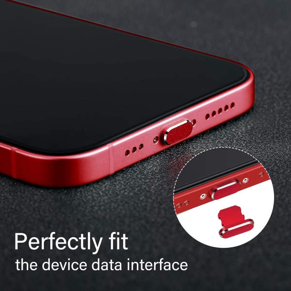 (Punainen) 4 pölytulppaa, jotka ovat yhteensopivat iPhone 11, 12 Dustproof Charginin kanssa