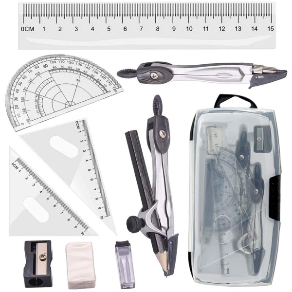 Drafting Compass Set 10st School Maths Gradskivor Set Linjaler fo