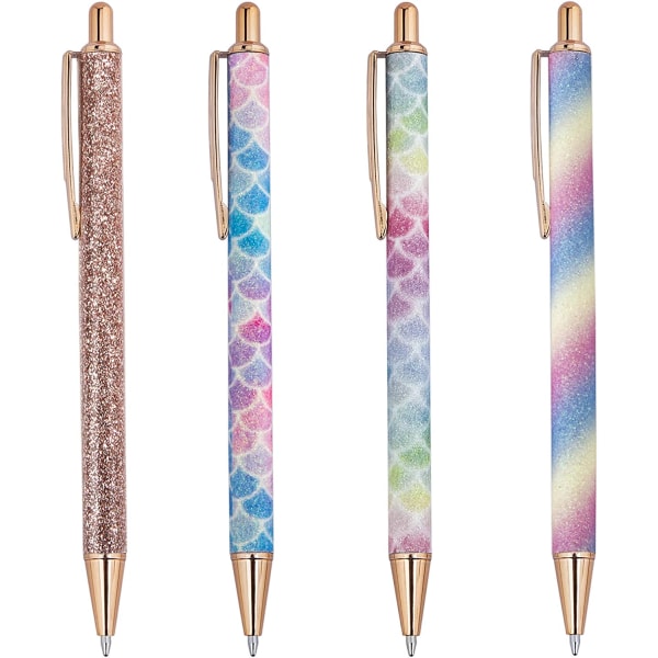 Shiny Ballpoint Pens Metal Retractable Pen Rose Gold Pens for Sc