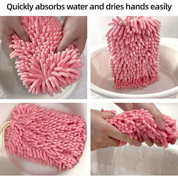 Handduk - Mjuk och fluffig mikrofiberhandduk Superabsorberande Snabbtorkande handdukar för kök och badrum (4 färger, gul, rosa, blå, grå)
