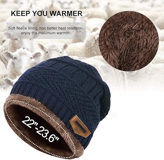 Dam tjock varm vintermössa slouchy skully stickade mössor, Nav
