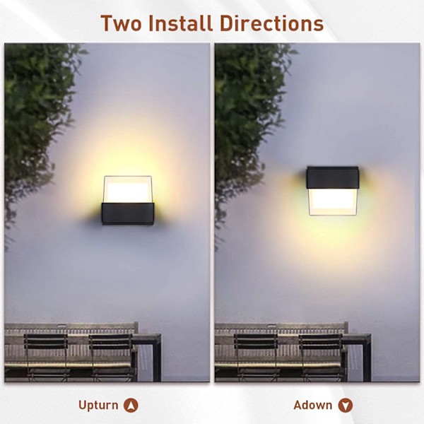 2 st utomhusvägglampa 10W*2 utomhusbelysning vattentät IP65
