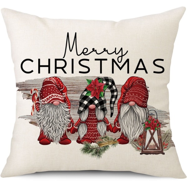4 joulukoristeen set tyynynpäälliset Christmas Gnomes Bu