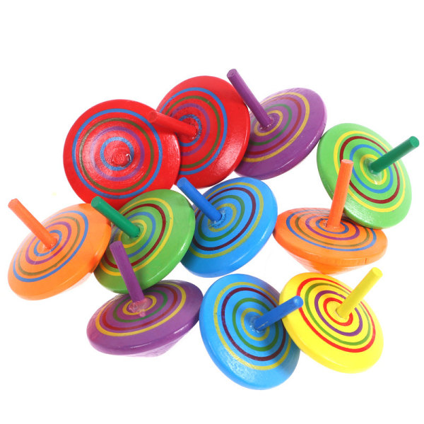 Trägyroskop, 10 st slumpmässiga färger gyroskopleksaker för barn