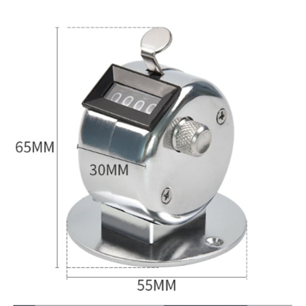 Silver Metal Hand Counter Mekanisk Palm Counter 4 Siffror Hand C