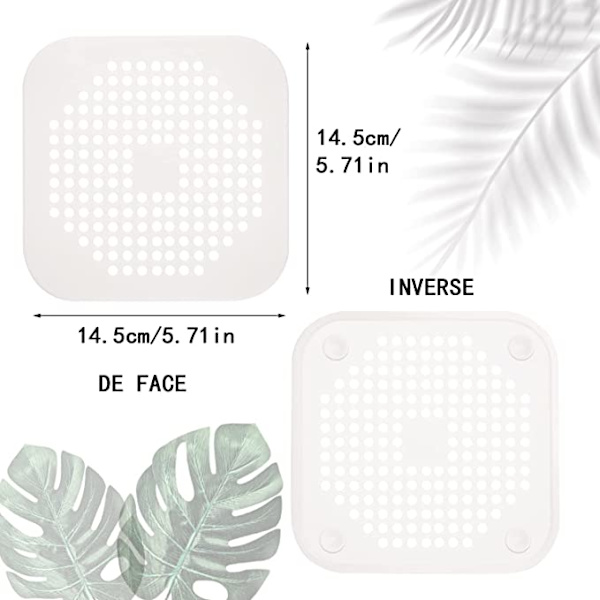 2 stk. Hvid silikonehårsi, afløbsbeskyttelsesfilter, Showe